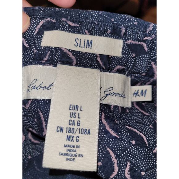 Label of Graded Goods H&M Men's Button Down Floral Shirt Sz L - Picture 4 of 5